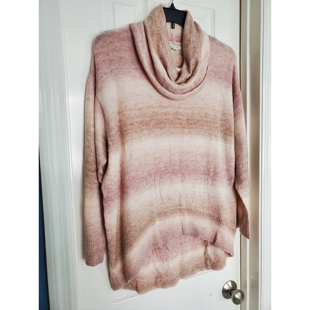 American Eagle Pullover Sweater Pink Brown Ombre Cowl‎ Neck Hi-Low Hem Small